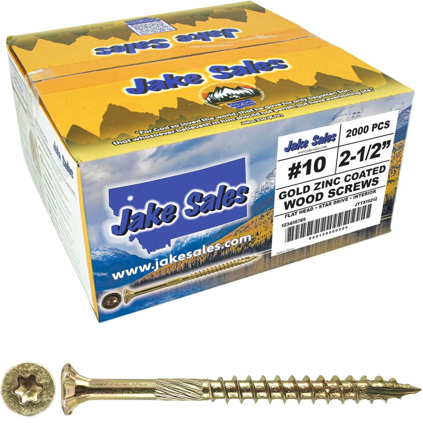 #10 Gold Star/Torx Drive Zinc Coated T-25 Flat Head Wood Screws