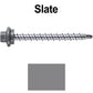 #10 x 2" Stainless Steel Mini Driller Sheet Metal Roofing Screw - Hex Washer Cap - Self starting metal to wood siding screws - EPDM washer. Colored head.
