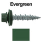 #10 x 1" Metal ROOFING SCREWS - Hex Washer Head - Self starting/self tapping - EPDM washer. Colored head.