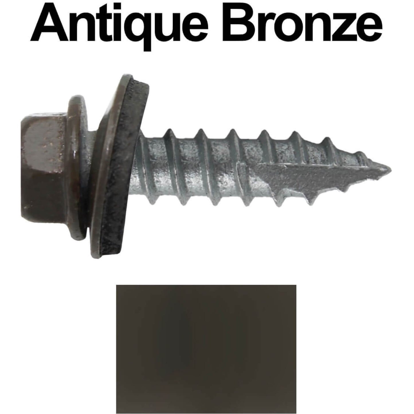 #14 x 1"  Metal ROOFING SCREWS - Hex Washer Head - Self starting/self tapping - EPDM washer. Colored head.