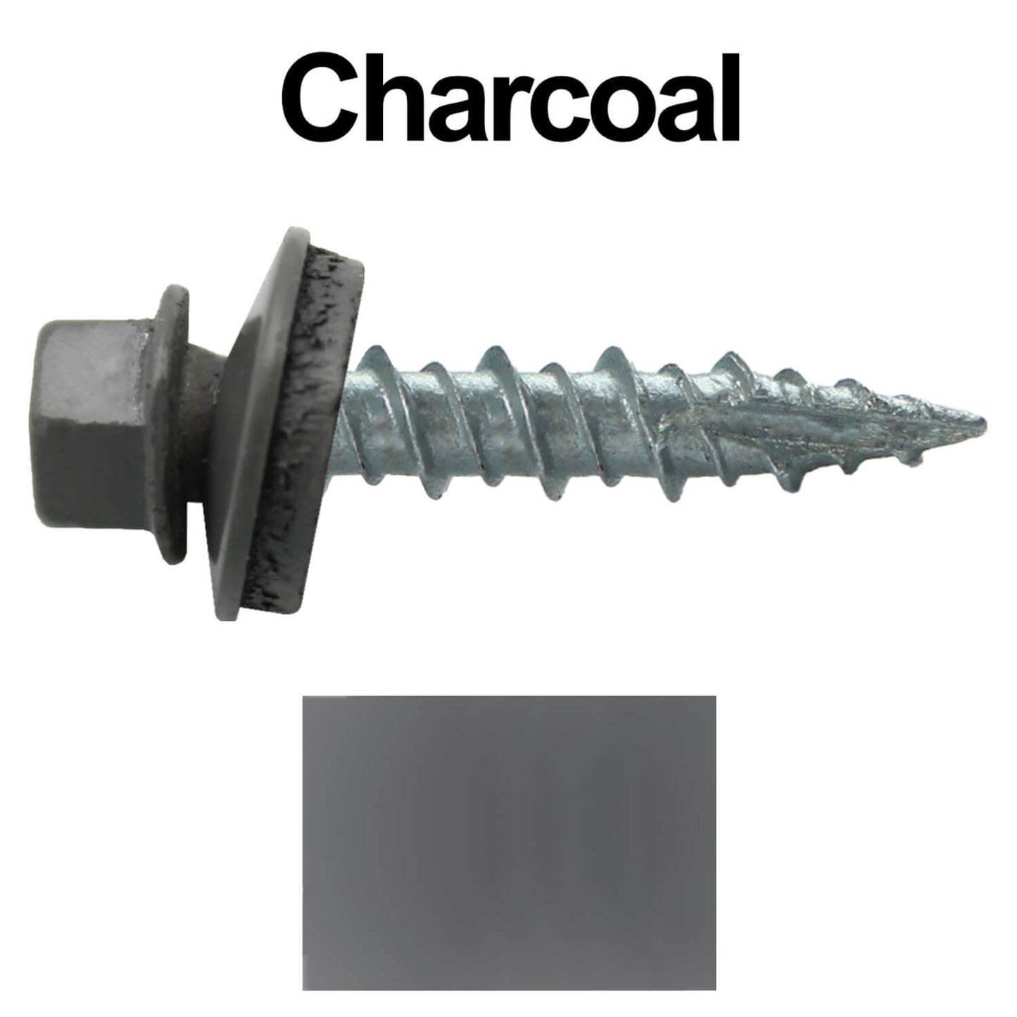 #10 x 1" Metal ROOFING SCREWS - Hex Washer Head - Self starting/self tapping - EPDM washer. Colored head.
