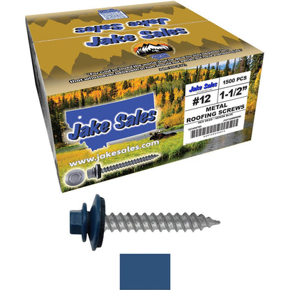#12 x 1-1/2"  RE-GRIP METAL ROOFING SCREWS - Hex Washer Head - Self starting/self tapping - EPDM washer. Colored head.
