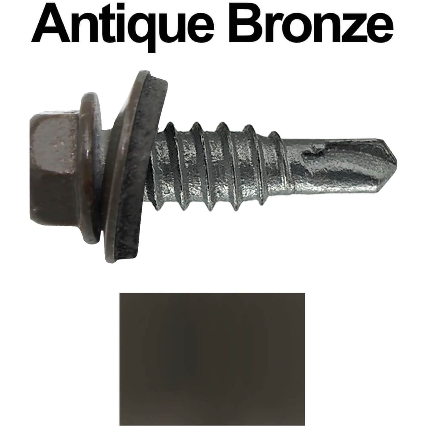 #14 x 7/8" Stitch Tek Metal to Metal Type #1 Roofing Screws - Hex Washer Head - Drill Point - 9/16" EPDM washer.