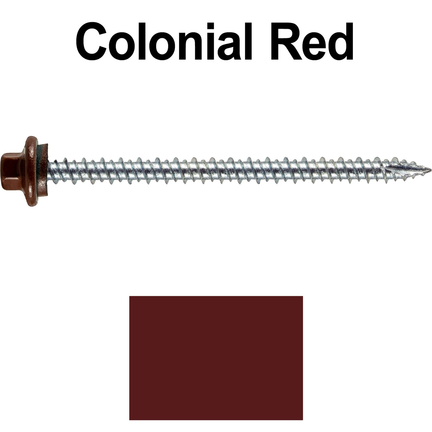 10 x 3” - STAINLESS HEX / ZINC Sheet Metal Roof Screw. Self starting metal to wood siding screws. EPDM washer. Colored head.