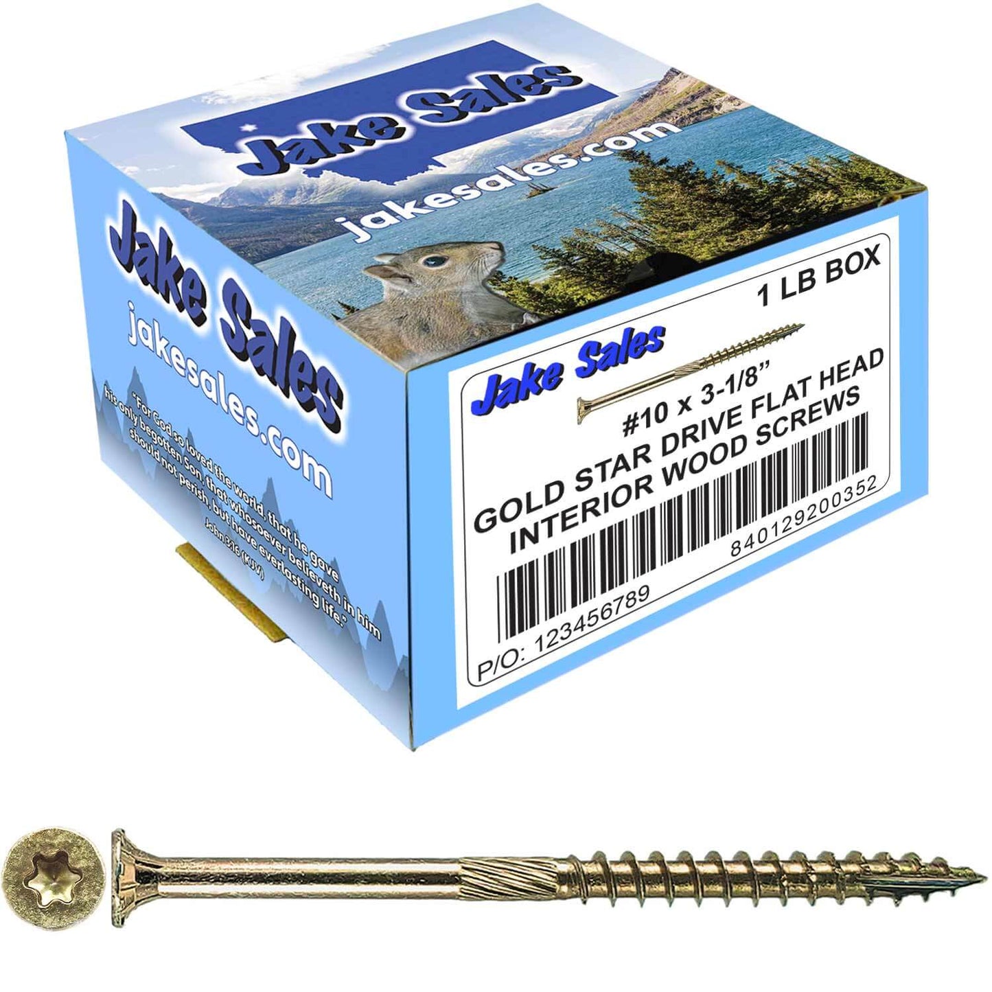#10 Gold Star/Torx Drive Zinc Coated T-25 Flat Head Wood Screws
