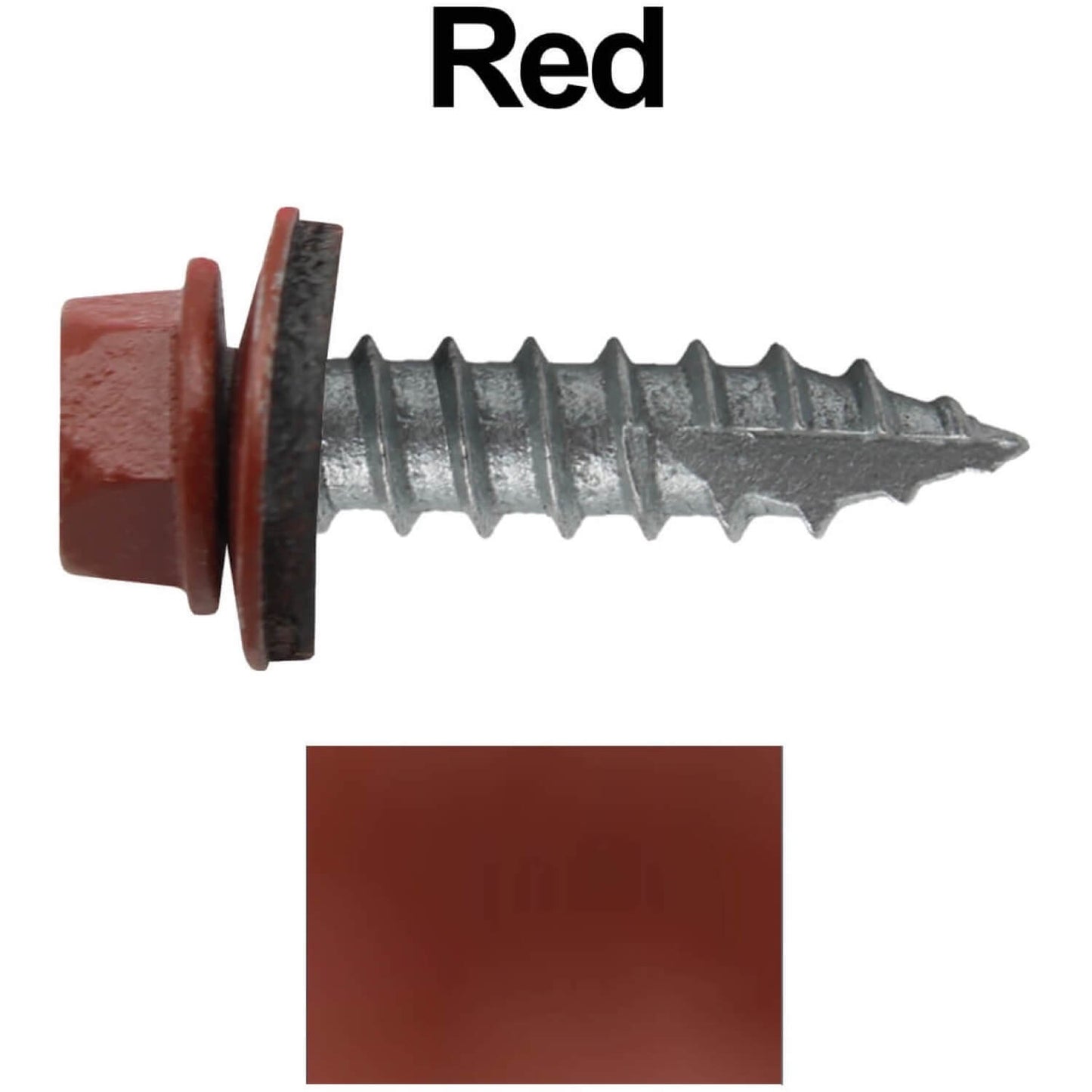 #14 x 1"  Metal ROOFING SCREWS - Hex Washer Head - Self starting/self tapping - EPDM washer. Colored head.