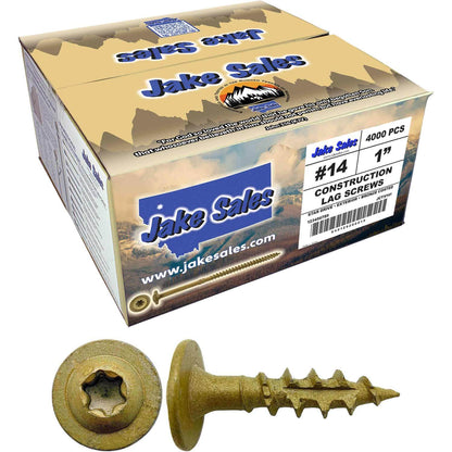 #14 Construction Lag Screws - Exterior Coated Torx/Star Drive Heavy Duty Structural Lag With Modified Truss Washer Head