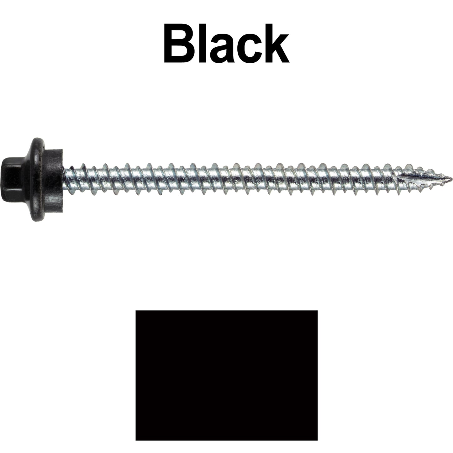 10 x 2-1/2” - STAINLESS HEX / ZINC Sheet Metal Roof Screw. Self starting metal to wood siding screws. EPDM washer. Colored head.