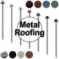 #10 x 4" Metal ROOFING SCREWS - Hex Washer Head - Self starting/self tapping - EPDM washer. Colored head.