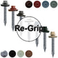#12 x 1-1/2"  RE-GRIP METAL ROOFING SCREWS - Hex Washer Head - Self starting/self tapping - EPDM washer. Colored head.
