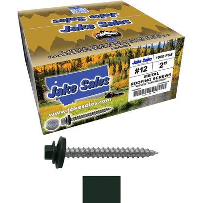 #12 x 2" RE-GRIP METAL ROOFING SCREWS - Hex Washer Head - Self starting/self tapping - EPDM washer. Colored head.