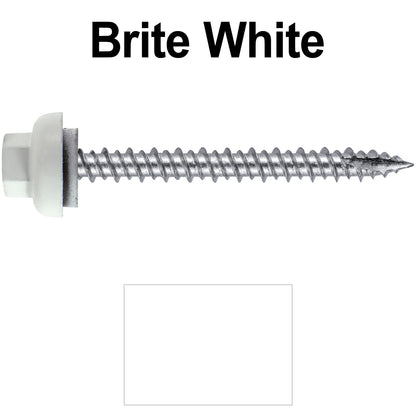 10 X 2“ HI-LO Zinc Aluminum Cap Metal Roofing Screws - Hex Washer Head - Self starting/self tapping - EPDM washer. Colored head.