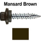 10 x 1" - STAINLESS HEX / ZINC Sheet Metal Roof Screw. Self starting metal to wood siding screws. EPDM washer. Colored head.