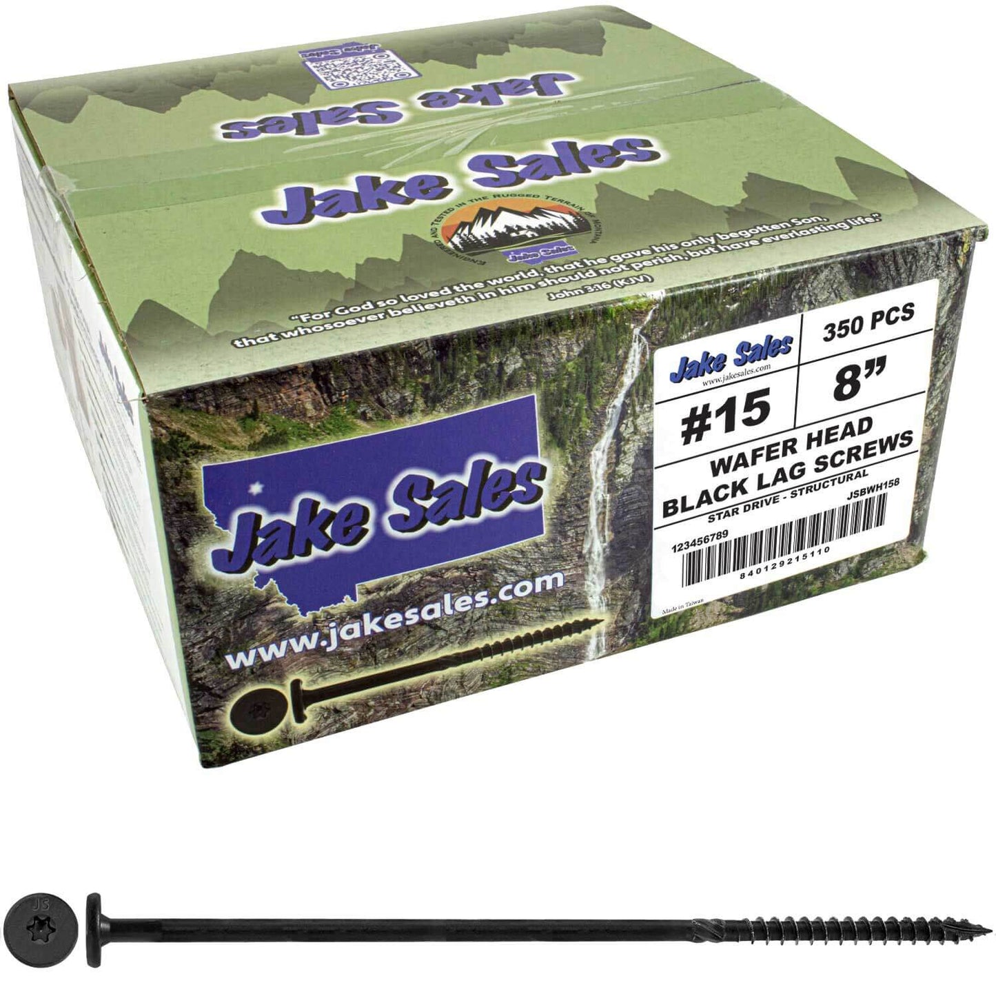 #15 Black Wafer Head Structural Lag Screws. Used for Log Construction, Timber Framing, Laminated Beams and Pole Barns Among Other Uses. T-30 Torx/Star Drive