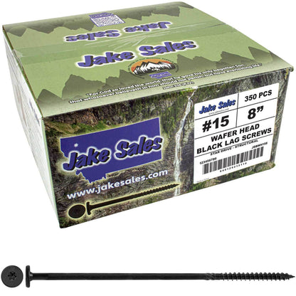 #15 Black Wafer Head Structural Lag Screws. Used for Log Construction, Timber Framing, Laminated Beams and Pole Barns Among Other Uses. T-30 Torx/Star Drive