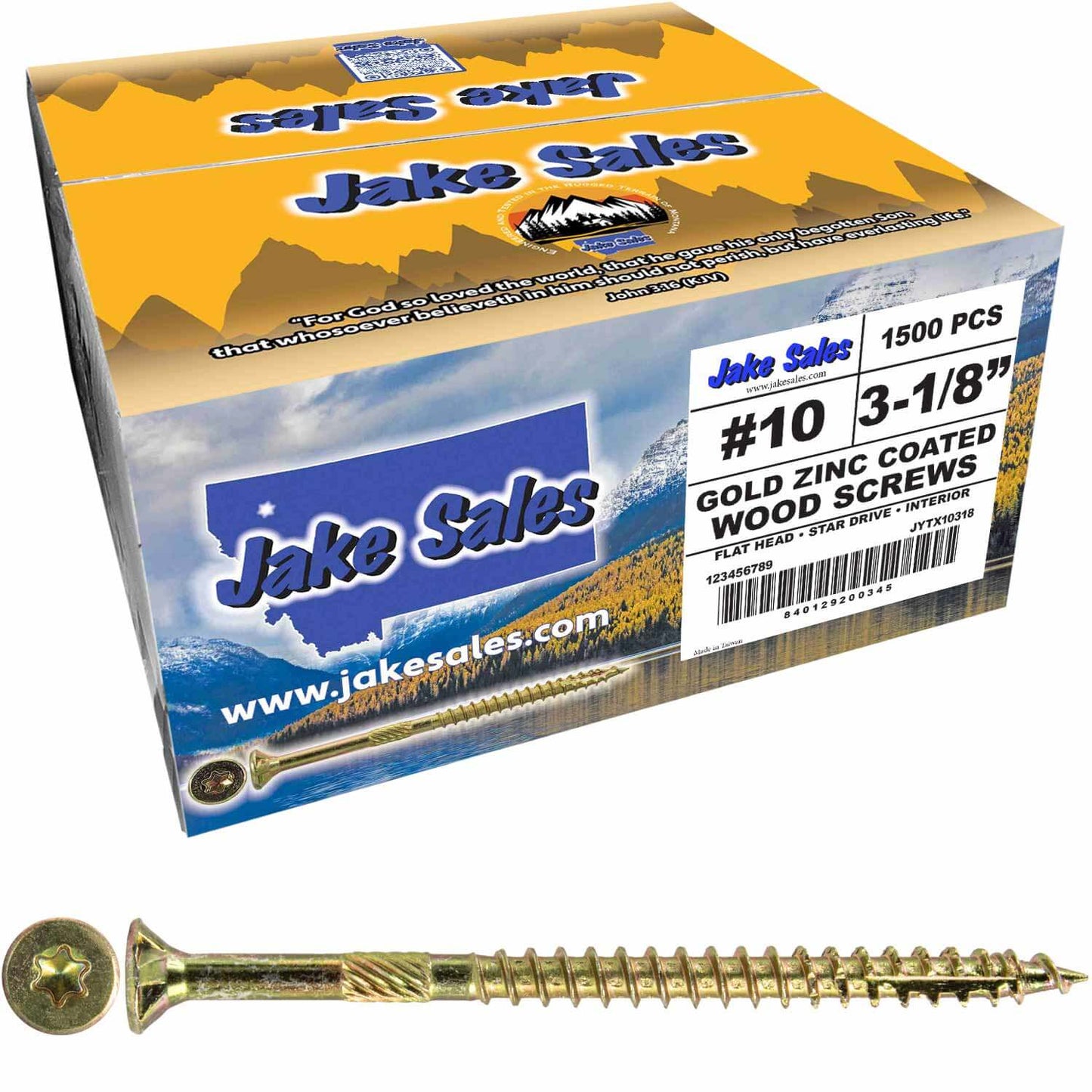 #10 Gold Star/Torx Drive Zinc Coated T-25 Flat Head Wood Screws
