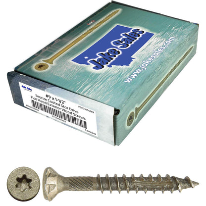 #9 x 1-1/2" - 3-1/8" Bronze Exterior Coated Wood Screw Torx/Star Drive Head - Multipurpose Exterior Coated Torx/Star Drive Wood Screws