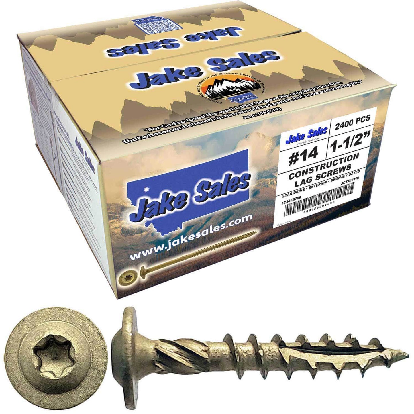 #14 Construction Lag Screws - Exterior Coated Torx/Star Drive Heavy Duty Structural Lag With Modified Truss Washer Head