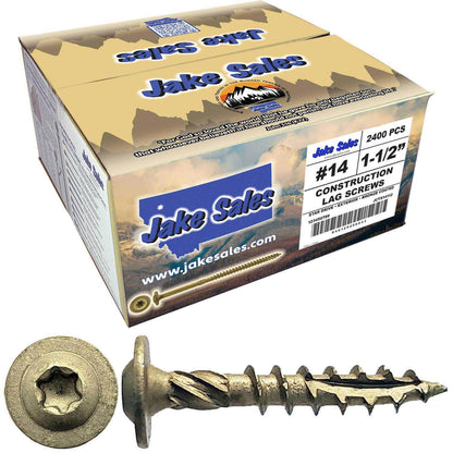 #14 Construction Lag Screws - Exterior Coated Torx/Star Drive Heavy Duty Structural Lag With Modified Truss Washer Head