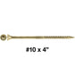 #10 Gold Star/Torx Drive Zinc Coated T-25 Flat Head Wood Screws