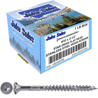 #10 Silver Star Stainless Steel Wood Screw Torx/Star Drive Head - 300 Series Stainless Steel Torx/Star Drive Wood Screws
