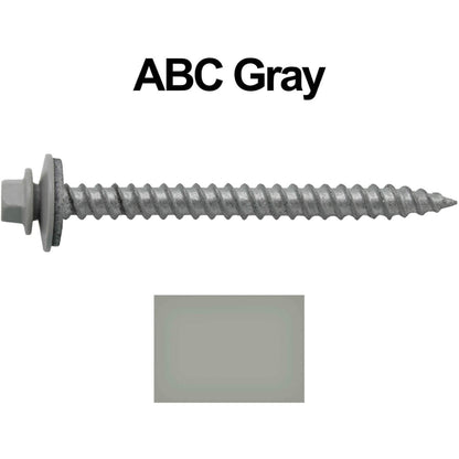 12 x 2-1/2" Metal ROOFING SCREWS - Hex Washer Head - Self starting/self tapping - EPDM washer. Colored head.