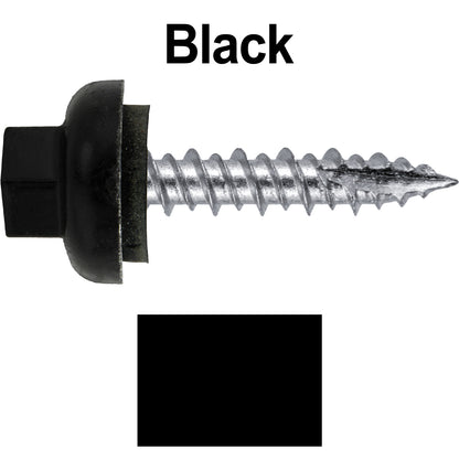 #10 X 1" HI-LO Zinc Aluminum Cap Metal Roofing Screws - Hex Washer Head - Self starting/self tapping - EPDM washer. Colored head.