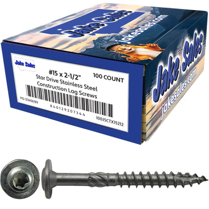 #15 Stainless Steel Construction Lag Screw  T-30 Torx/Star Drive Heavy Duty Lag Screw - Modified Truss Washer Head