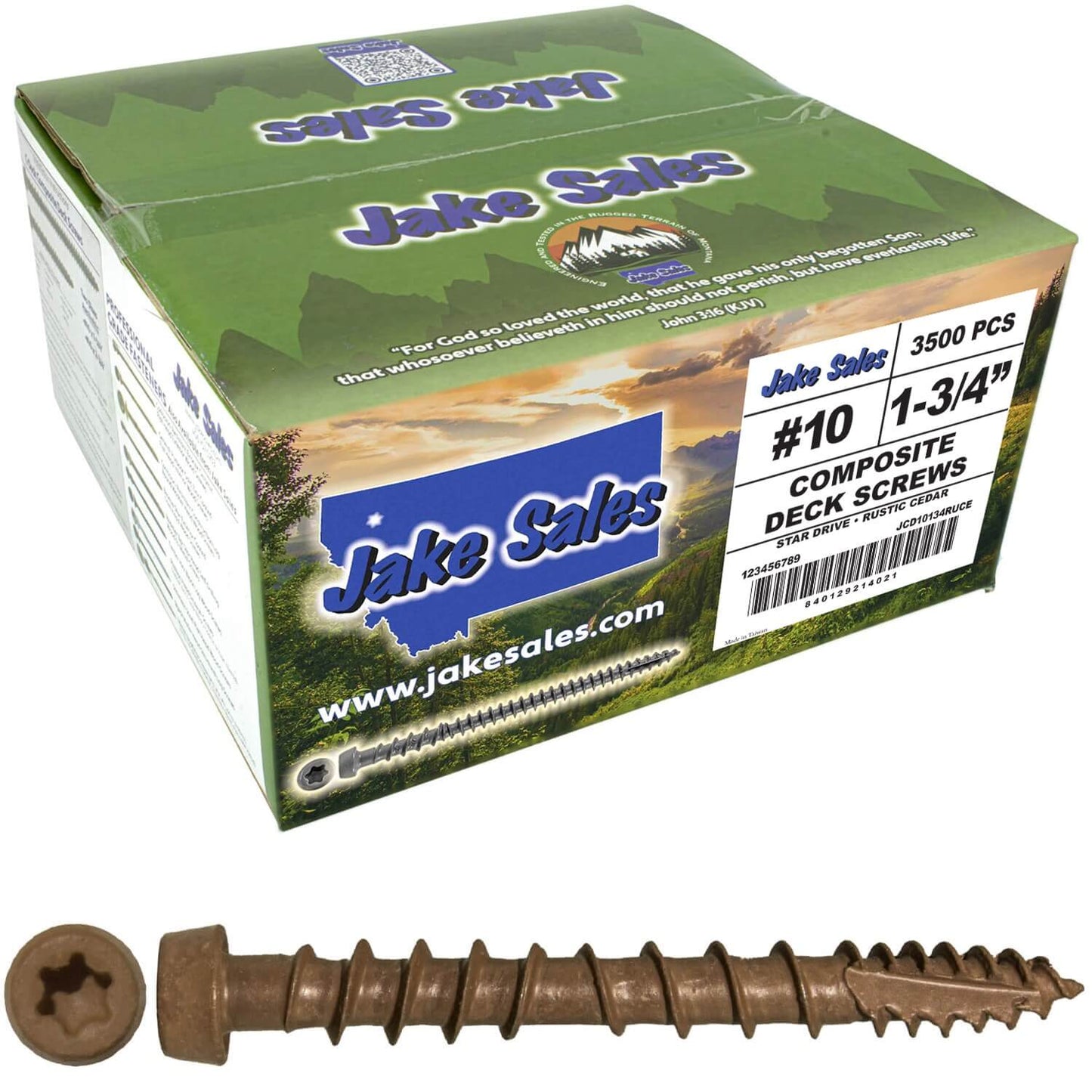 #10 x 1-3/4" Colored Composite Decking Wood Screws with Torx/Star Drive Head (T20 Bit), Exterior Coated, Compatible with Pressure Treated and ACQ Lumber
