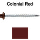 10 x 2-1/2” - STAINLESS HEX / ZINC Sheet Metal Roof Screw. Self starting metal to wood siding screws. EPDM washer. Colored head.