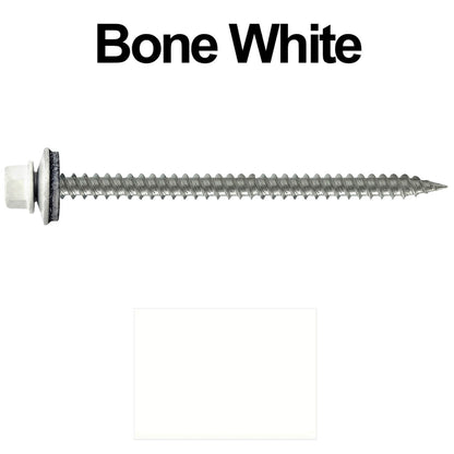#9 x 3" Stainless Steel Metal Roofing Screws - Hex Washer Head - Self starting/self tapping - EPDM washer. Colored head.