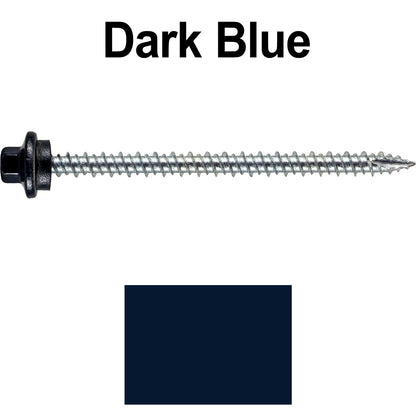 10 x 3” - STAINLESS HEX / ZINC Sheet Metal Roof Screw. Self starting metal to wood siding screws. EPDM washer. Colored head.