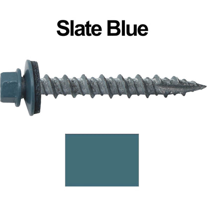 #10 x 1-1/2" Metal ROOFING SCREWS - Hex Washer Head - Self starting/self tapping - EPDM washer. Colored head.