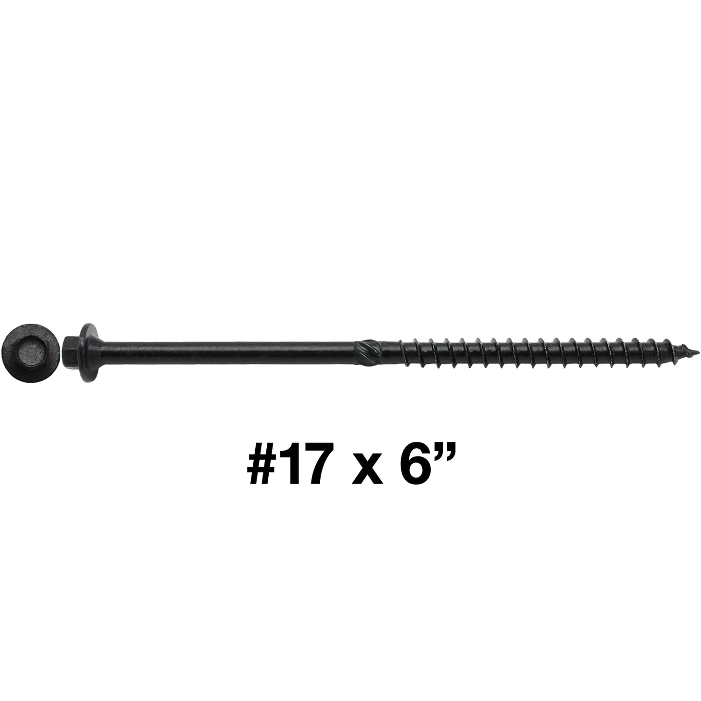 #17 Heavy-Duty Black Timber, Log & Structural Wood Screws - Exterior Coated - Use for Fastening Ledger Boards, Large Timbers, Logs and more.