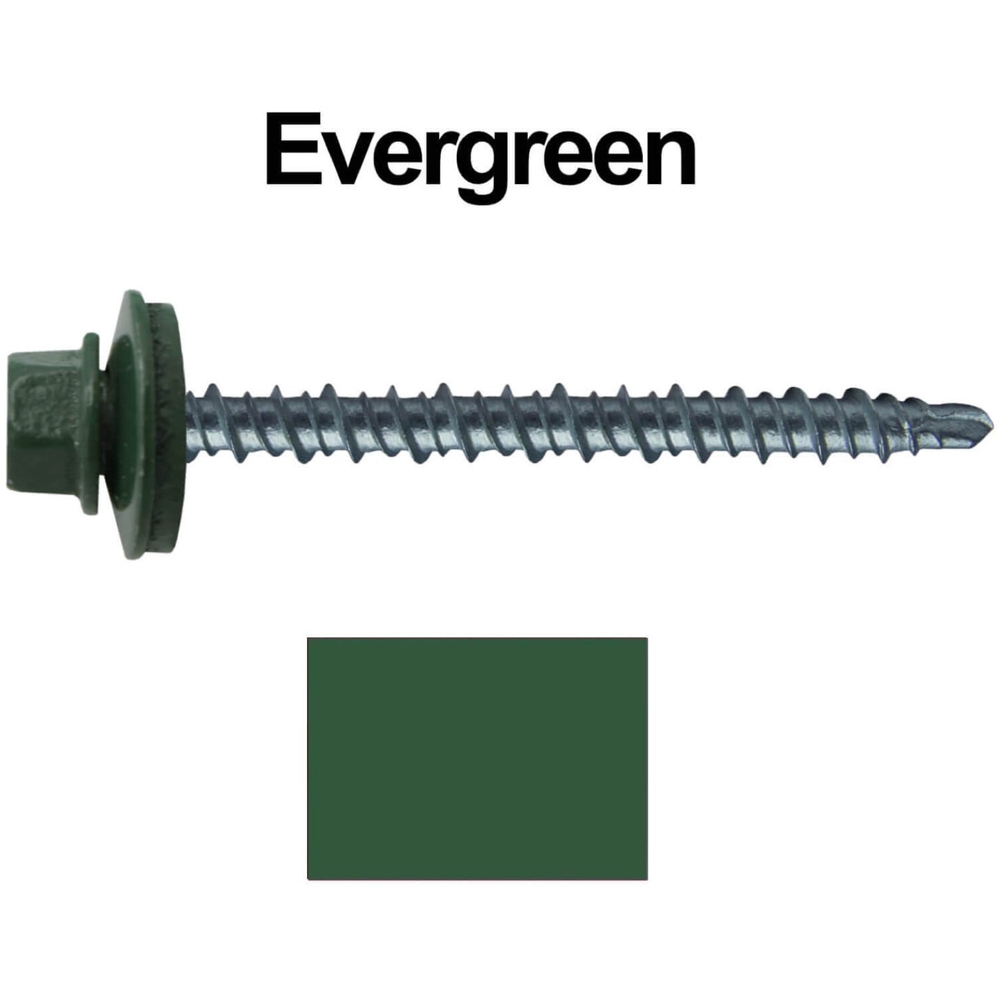 #10 x 2-1/2" Mini Driller Sheet Metal Roofing Screw - Hex Washer Head -  Self starting metal to wood siding screws. EPDM washer. Colored head.