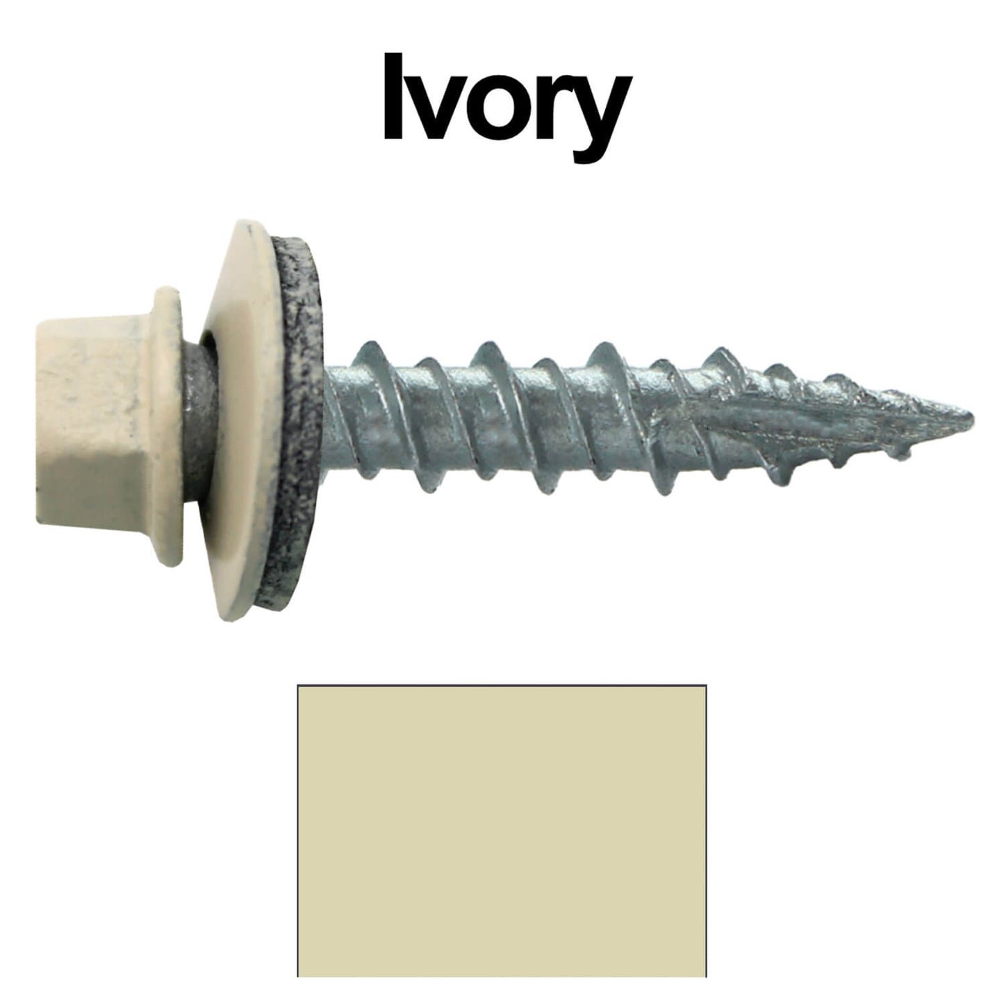 #10 x 1" Metal ROOFING SCREWS - Hex Washer Head - Self starting/self tapping - EPDM washer. Colored head.