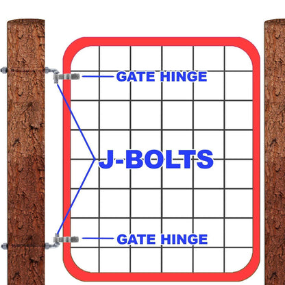 J-Bolt Post Hinge - Hinge Bolts Thru the Post Includes Nuts - J-Bolt Hinge has 5/8" Male Pin - Fence Bolt Though Post Hinge