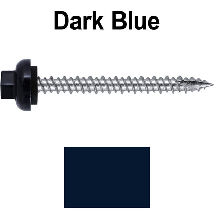 10 X 2“ HI-LO Zinc Aluminum Cap Metal Roofing Screws - Hex Washer Head - Self starting/self tapping - EPDM washer. Colored head.