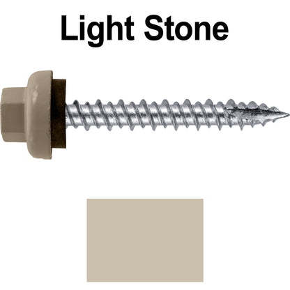 10 X 1-1/2" HI-LO Zinc Aluminum Cap Metal Roofing Screws - Hex Washer Head - Self starting/self tapping - EPDM washer. Colored head.