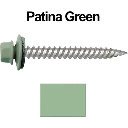 12 x 2"  Stainless Steel Metal Roofing Screw - Hex ReGrip Washer Head - Self starting/self tapping - EPDM washer. Colored head.