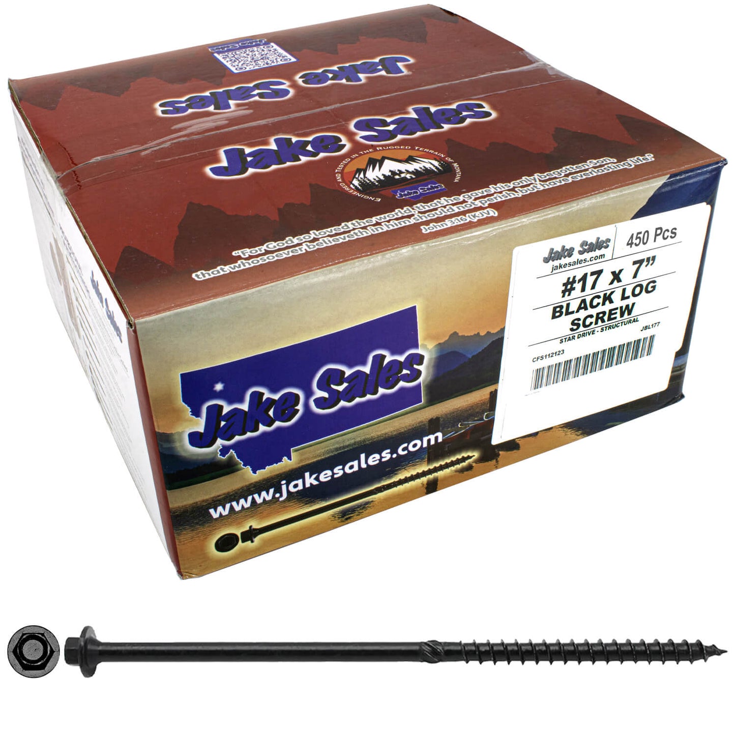 #17 Heavy-Duty Black Timber, Log & Structural Wood Screws - Exterior Coated - Use for Fastening Ledger Boards, Large Timbers, Logs and more.