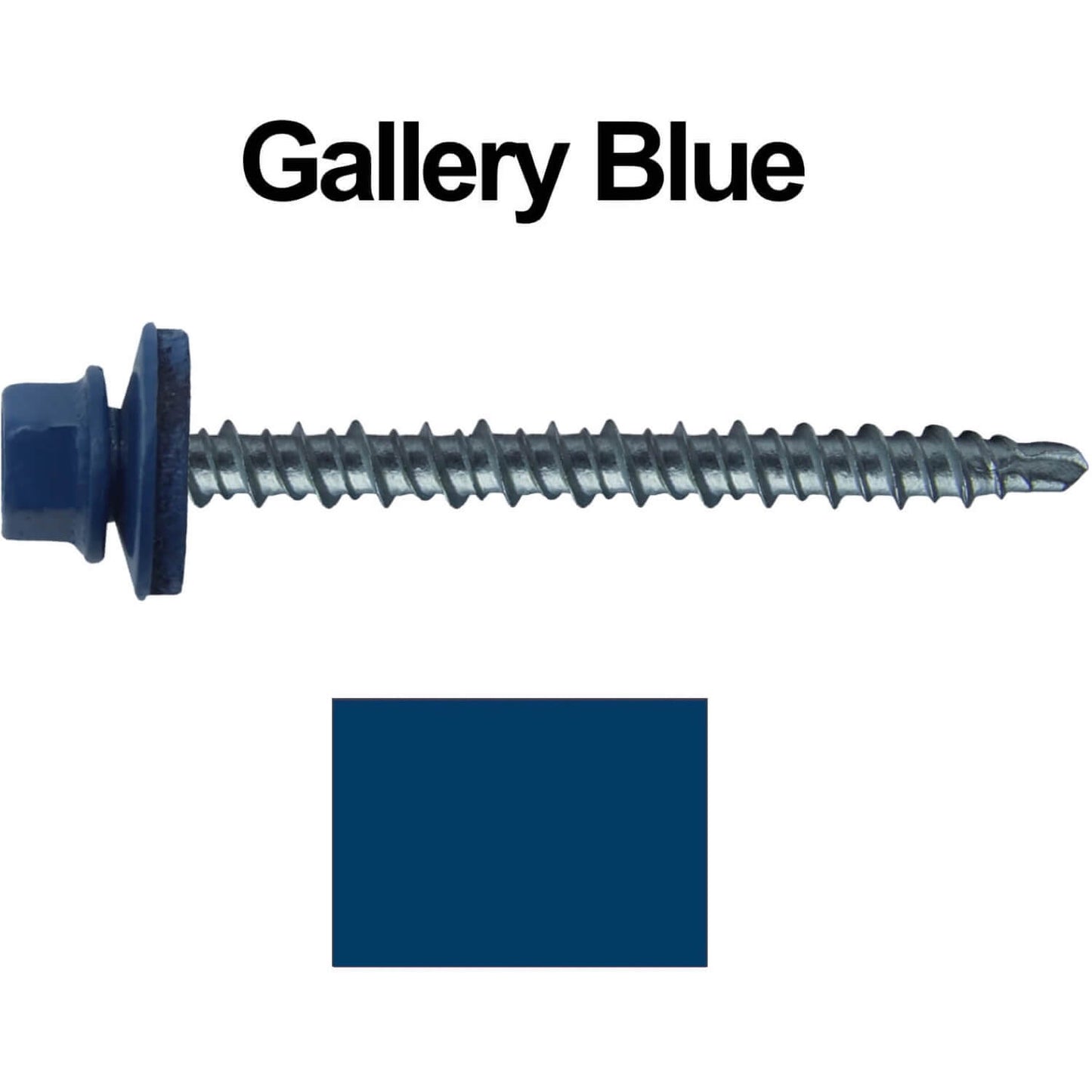 #10 x 2-1/2" Mini Driller Sheet Metal Roofing Screw - Hex Washer Head -  Self starting metal to wood siding screws. EPDM washer. Colored head.