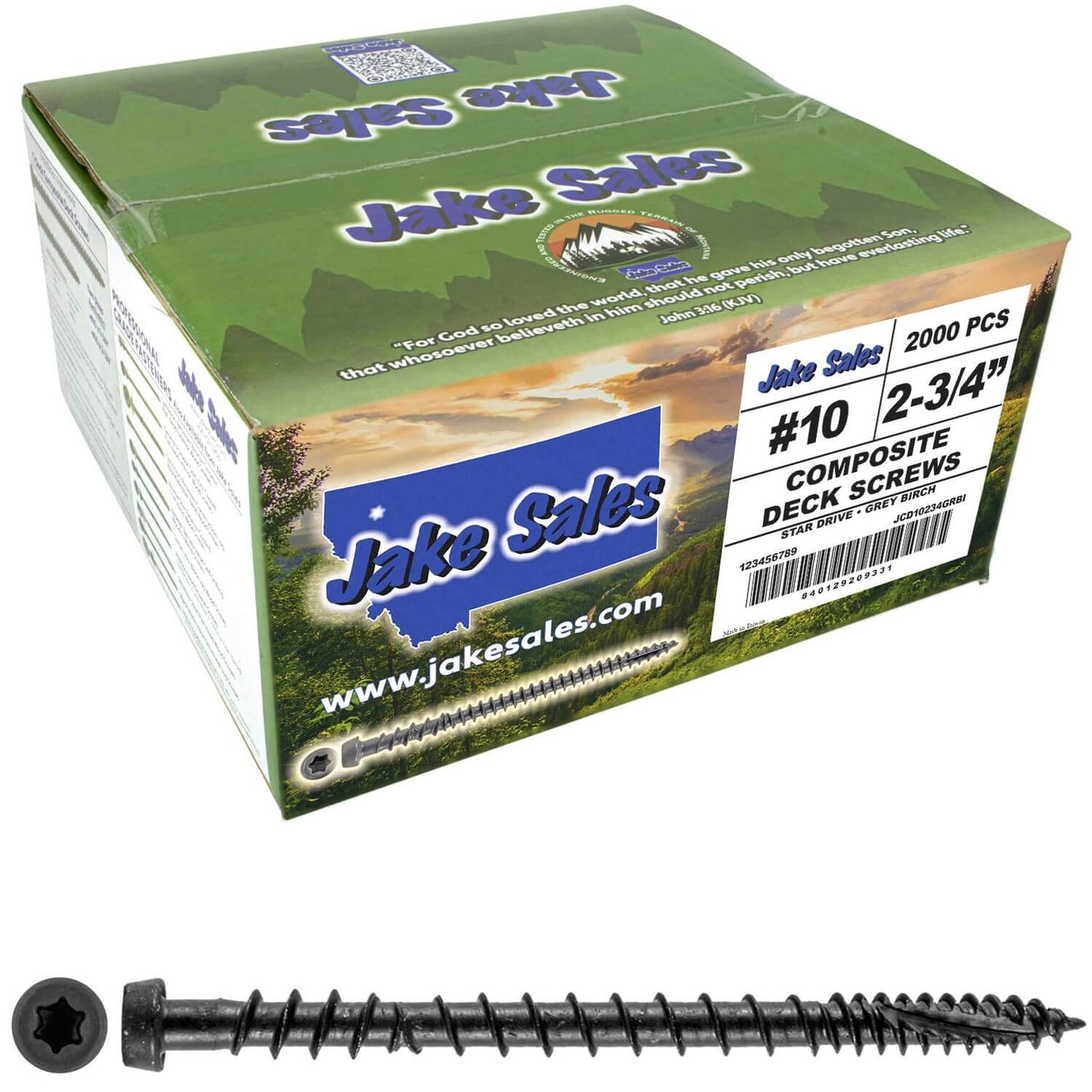 #10 x 2-3/4" Colored Composite Decking Wood Screws with Torx/Star Drive Head (T20 Bit), Exterior Coated, Compatible with Pressure Treated and ACQ Lumber