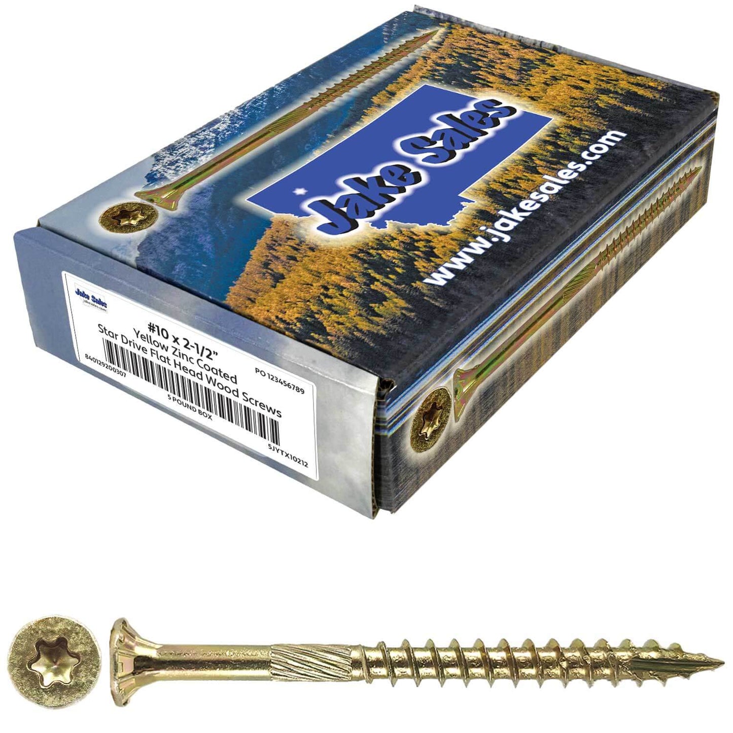 #10 Gold Star/Torx Drive Zinc Coated T-25 Flat Head Wood Screws