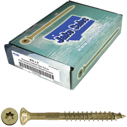 #10 x 2" - 6" Bronze Exterior Coated Wood Screw Torx/Star Drive Head - Multipurpose Exterior Coated Torx/Star Drive Wood Screws