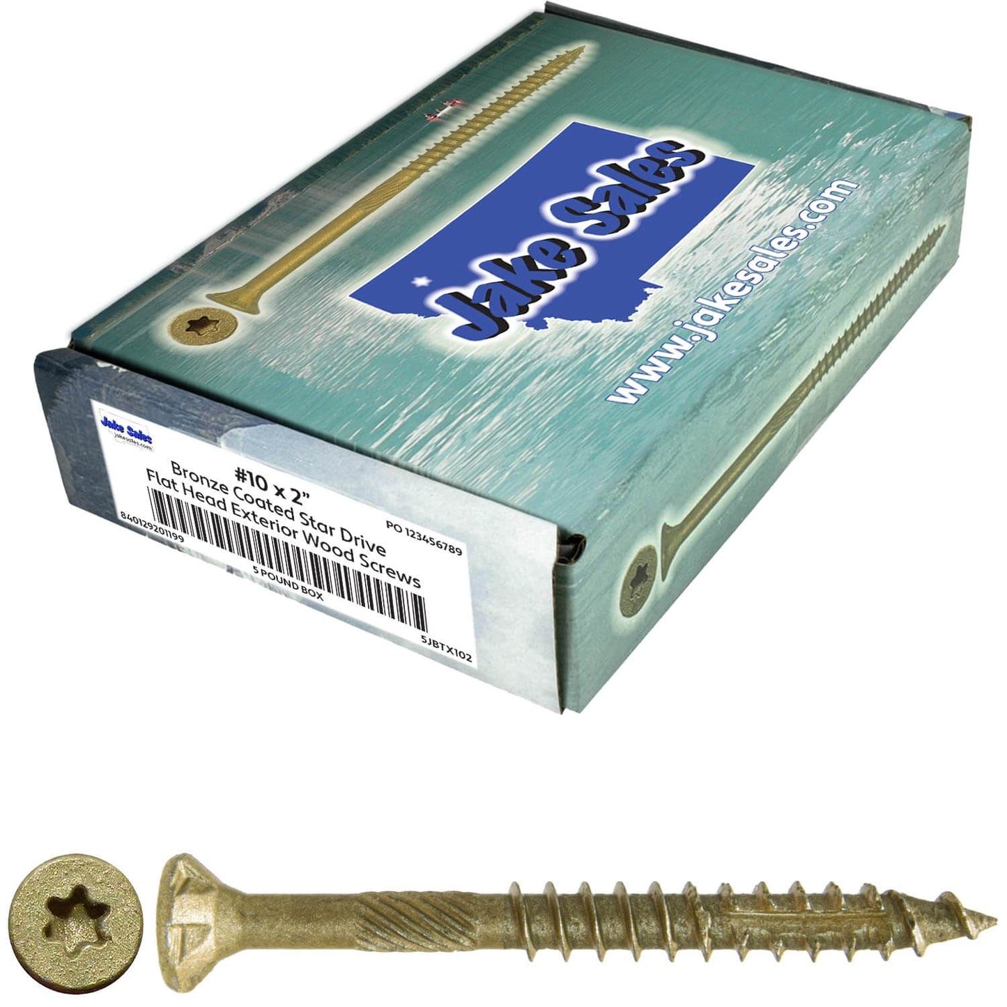 #10 x 2" - 6" Bronze Exterior Coated Wood Screw Torx/Star Drive Head - Multipurpose Exterior Coated Torx/Star Drive Wood Screws