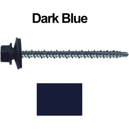 #10 x 3" Mini Driller Sheet Metal Roofing Screw - Hex Washer Head -  Self starting metal to wood siding screws. EPDM washer. Colored head.