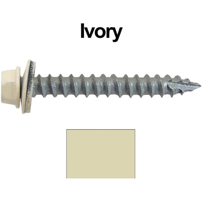 #14 x 2" Metal ROOFING SCREWS - Hex Washer Head - Self starting/self tapping - EPDM washer. Colored head.