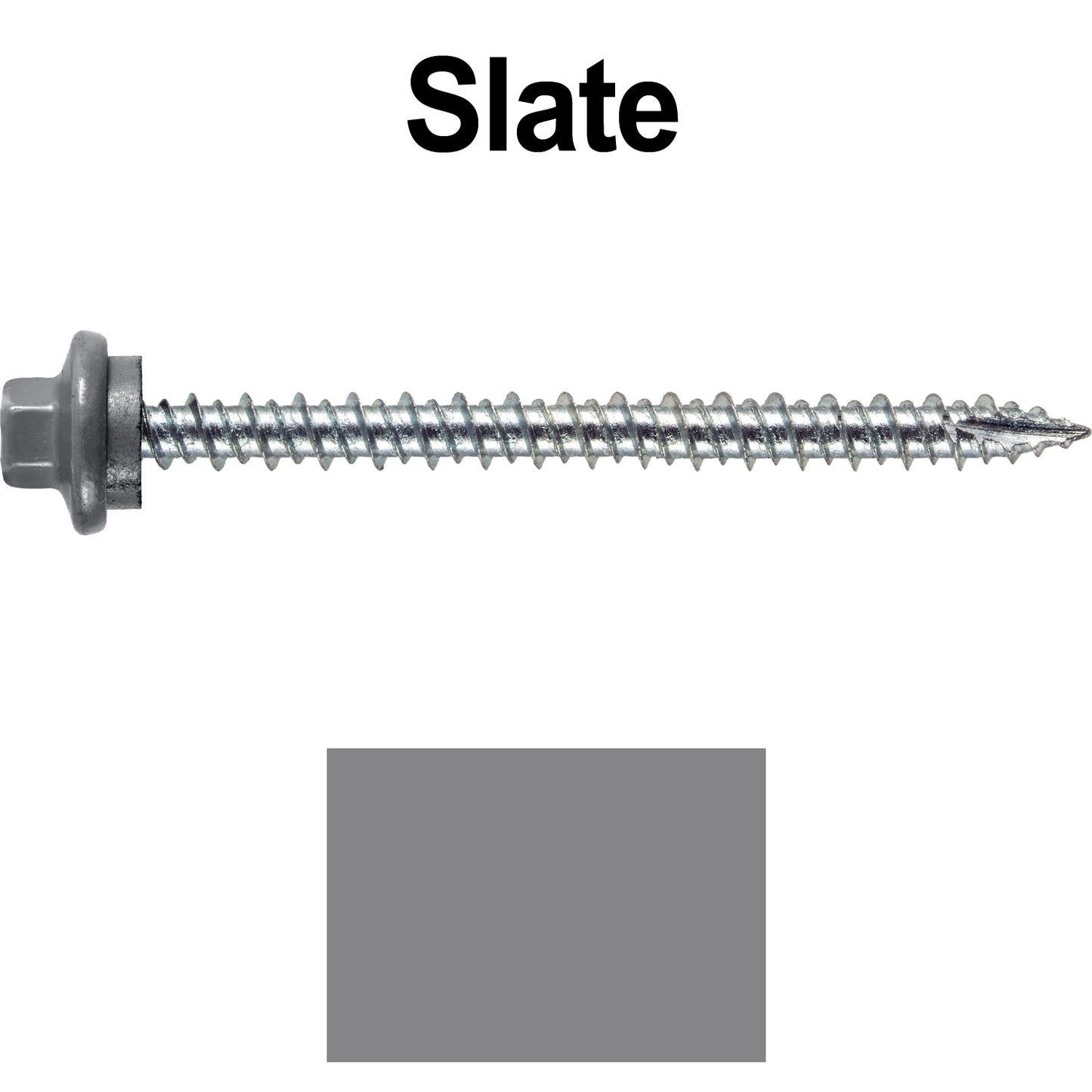 10 x 2-1/2” - STAINLESS HEX / ZINC Sheet Metal Roof Screw. Self starting metal to wood siding screws. EPDM washer. Colored head.