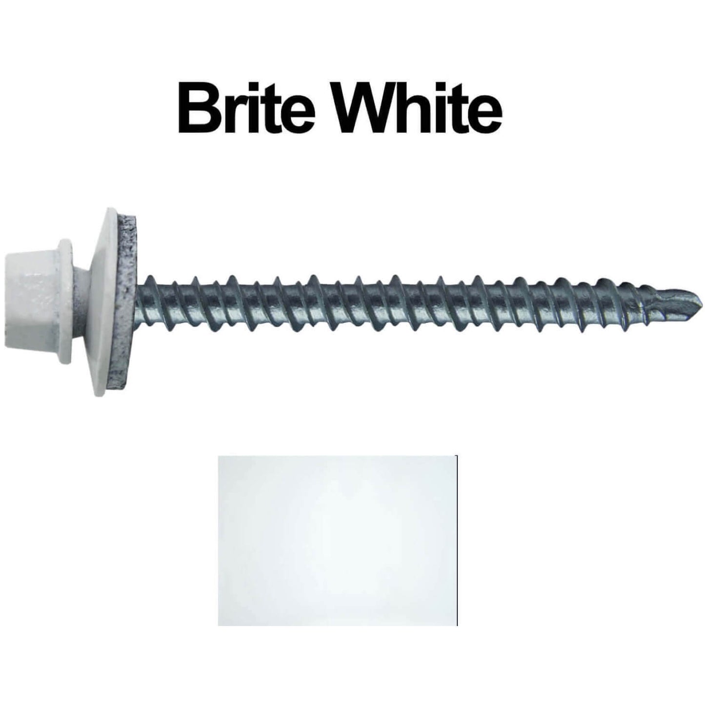 #10 x 2-1/2" Mini Driller Sheet Metal Roofing Screw - Hex Washer Head -  Self starting metal to wood siding screws. EPDM washer. Colored head.